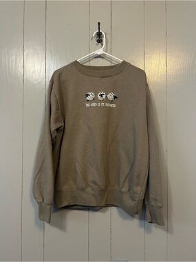 Love in Faith Sweatshirt M Brown The Lord Is My Shepherd Embroidered Sheep